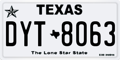 TX license plate DYT8063