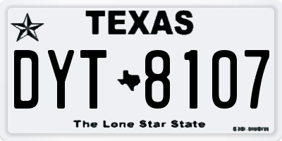 TX license plate DYT8107