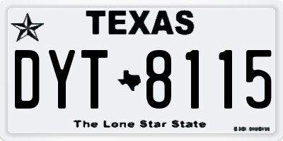 TX license plate DYT8115