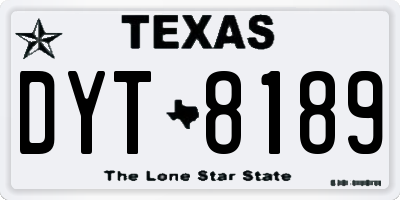 TX license plate DYT8189