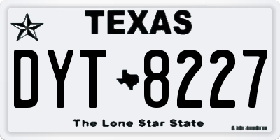 TX license plate DYT8227