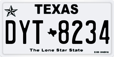 TX license plate DYT8234