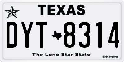 TX license plate DYT8314