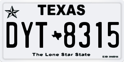 TX license plate DYT8315