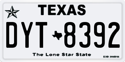 TX license plate DYT8392