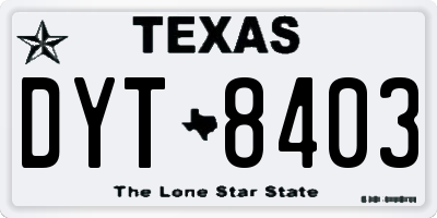 TX license plate DYT8403