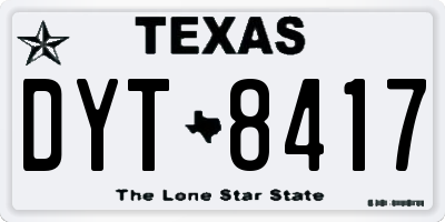 TX license plate DYT8417