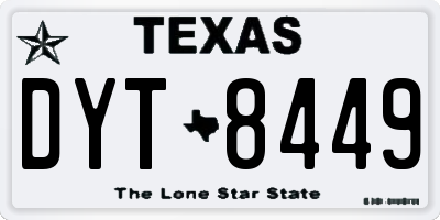 TX license plate DYT8449