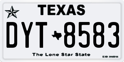 TX license plate DYT8583