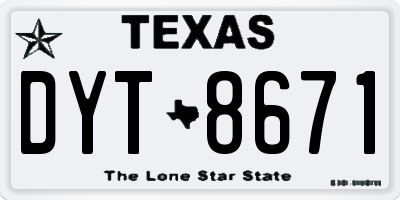 TX license plate DYT8671