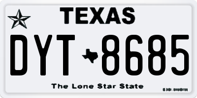 TX license plate DYT8685