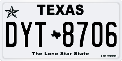 TX license plate DYT8706