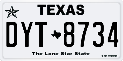 TX license plate DYT8734
