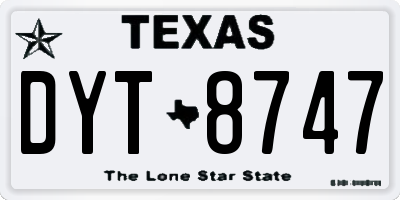 TX license plate DYT8747