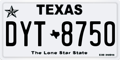 TX license plate DYT8750