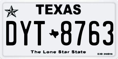 TX license plate DYT8763