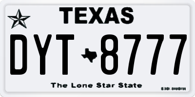 TX license plate DYT8777