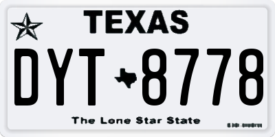 TX license plate DYT8778