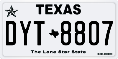 TX license plate DYT8807