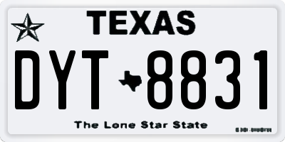 TX license plate DYT8831