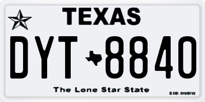 TX license plate DYT8840