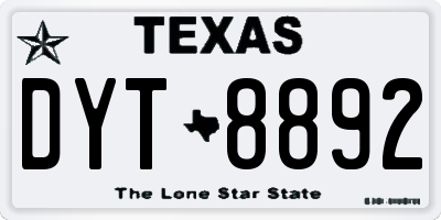 TX license plate DYT8892