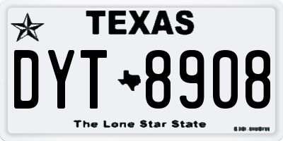TX license plate DYT8908