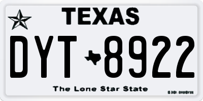 TX license plate DYT8922