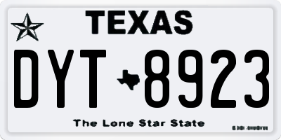 TX license plate DYT8923