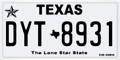 TX license plate DYT8931