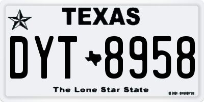 TX license plate DYT8958