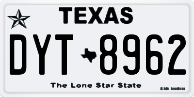 TX license plate DYT8962