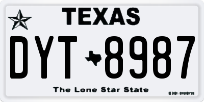 TX license plate DYT8987