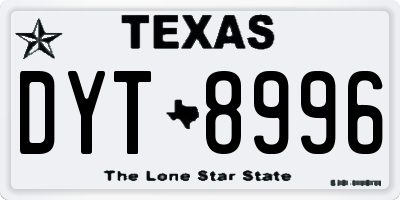 TX license plate DYT8996