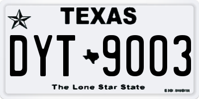 TX license plate DYT9003