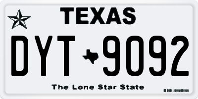 TX license plate DYT9092