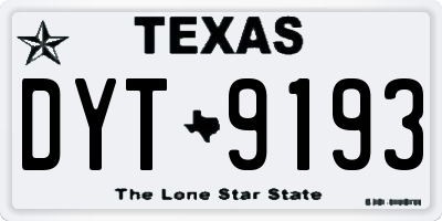 TX license plate DYT9193