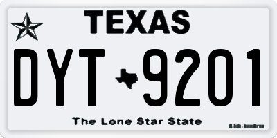 TX license plate DYT9201