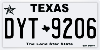 TX license plate DYT9206