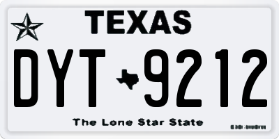 TX license plate DYT9212