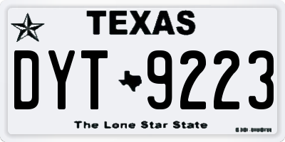 TX license plate DYT9223