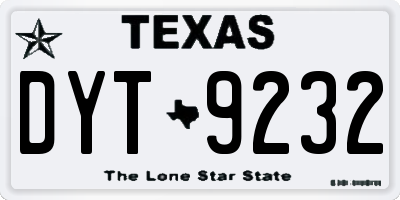 TX license plate DYT9232