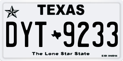 TX license plate DYT9233