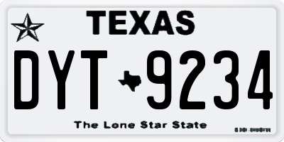 TX license plate DYT9234