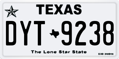 TX license plate DYT9238