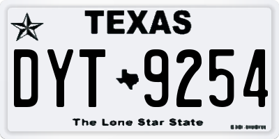 TX license plate DYT9254