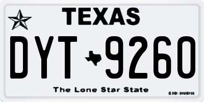 TX license plate DYT9260