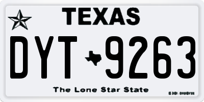 TX license plate DYT9263
