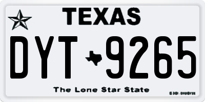 TX license plate DYT9265
