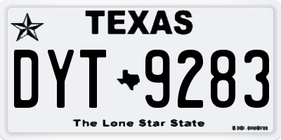 TX license plate DYT9283